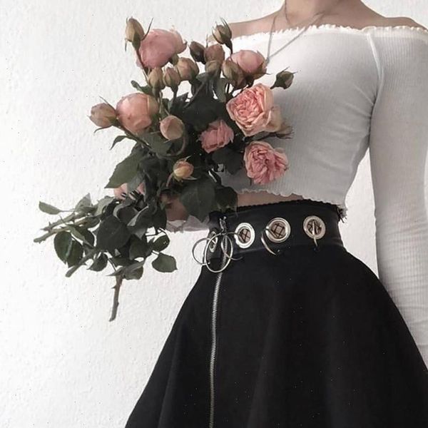 

2021 saias femininas elegante steampunk skirts womens party gothic punk black zipper hollow out short mini skirt z4