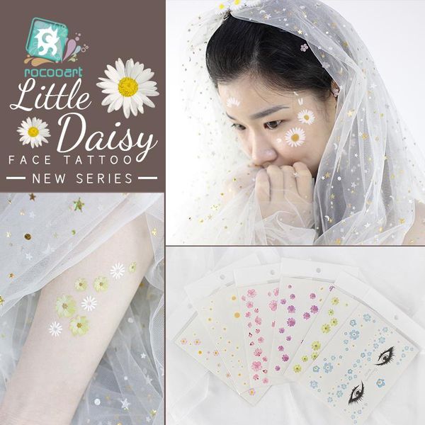 

temporary tattoos rocooart little daisy tattoo stickers flower face for makeup party waterproof fake tatto women girl hands taty