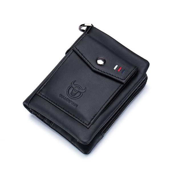 

men's leather wallet genuine leather cross section business coin holder head layer cowhide wallet for cards, Red;black