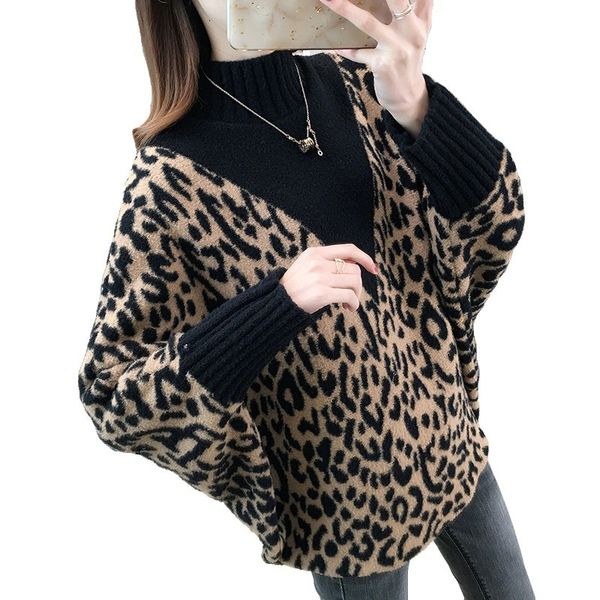 

2021 new autumn winter sweaters for women oversized female pullovers turtleneck batwing sleeve casual jumpers ladies z0ib, White;black
