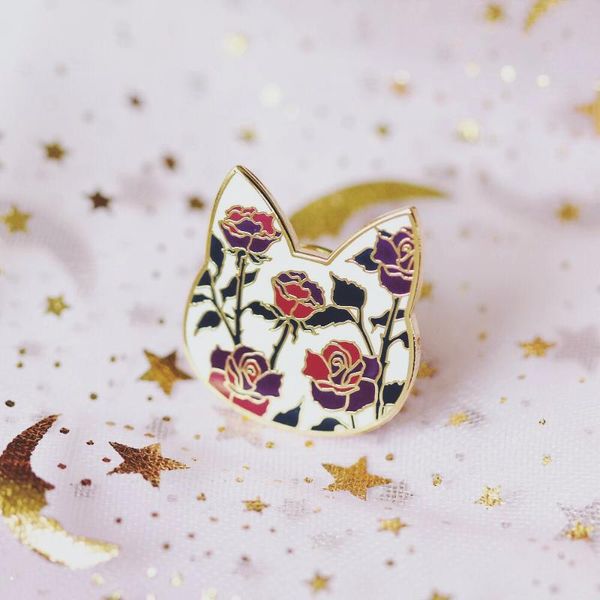 

pins, brooches bright beautiful red rose cat hard enamel pin fashion cute animal kitty brooch badge backpack pins jewelry cats lovers gift, Gray