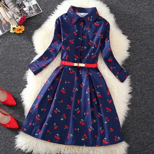 

casual dresses spring autumn women fashion printed dress long sleeve slim elegant, Black;gray