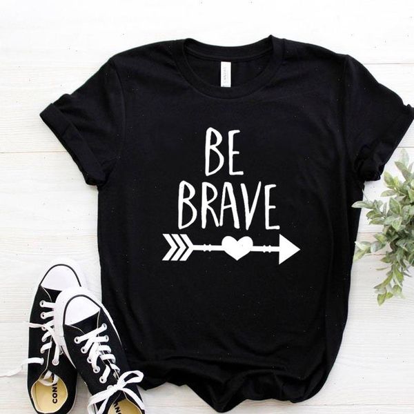 

women t shirt be brave letters print tshirt women short sleeve o neck loose t shirt ladies causal tee shirt clothes, White