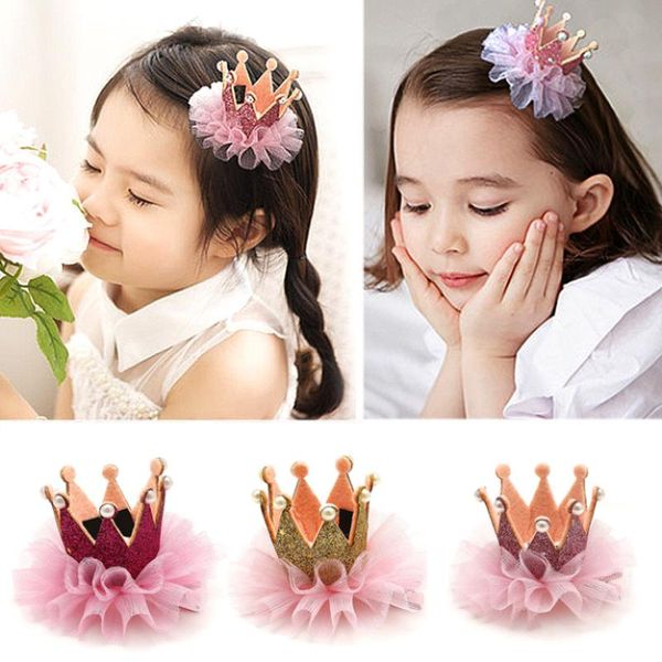 

hair accessories cute crown clips for children pins and princess baby headwear christmas gift kids, Slivery;white