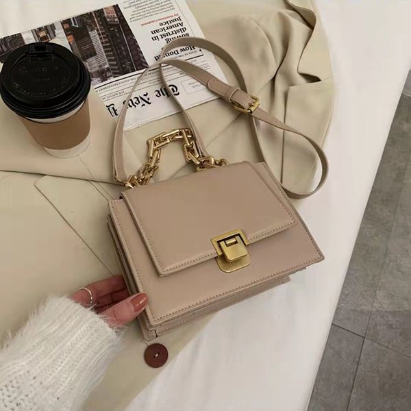 

luxury shoulder bags designer messenger bag casual crossbody for women thick chain handle handbags leather satchel clutch bag simple design