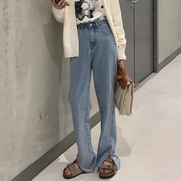 

women's jeans high waist clothes 2021 fashion harajuku straight pants long fall women trousers streetwear, Blue
