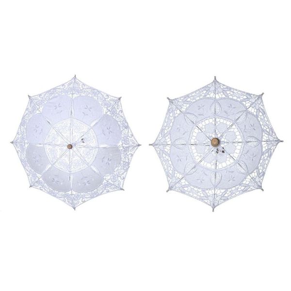 

fans & parasols mini flower lace umbrella handmade bridal wedding - white