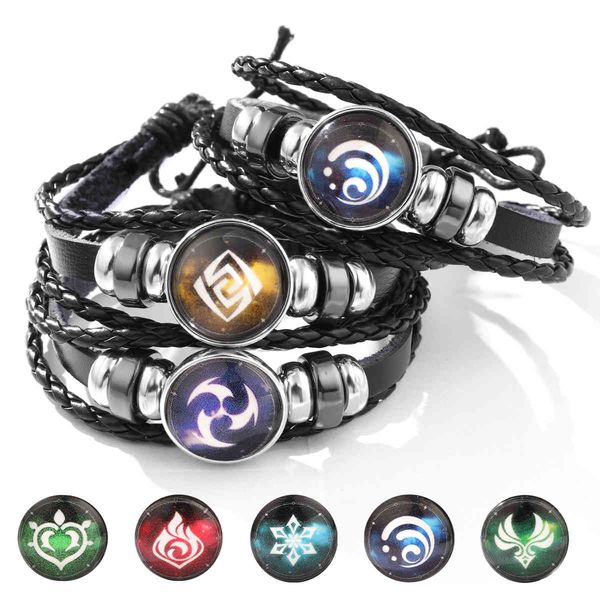 

selling original god surrounding time bracelet black woven rope animation game god's eye men's and women's jewelry, Golden;silver