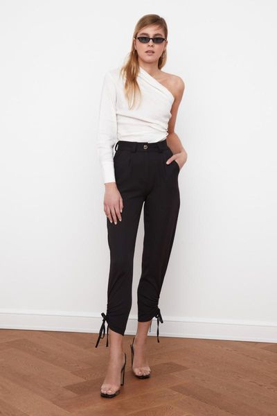 

women's pants & capris trendyol shirred twoss21pl0071, Black;white
