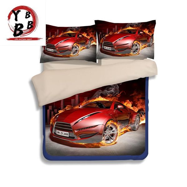 

bedding sets 3d red race car set full  king size 100% polyester modern textiles quilt cover duvet 3pcs pillowcase