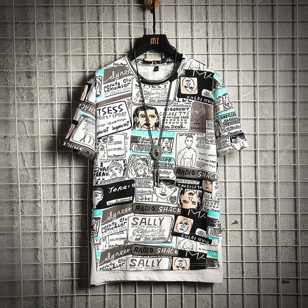 

2021 new doodle printed fashions harajuku streetwear shirt hip hop funny t shirts men tshirt 5xl summer jhhc, White;black