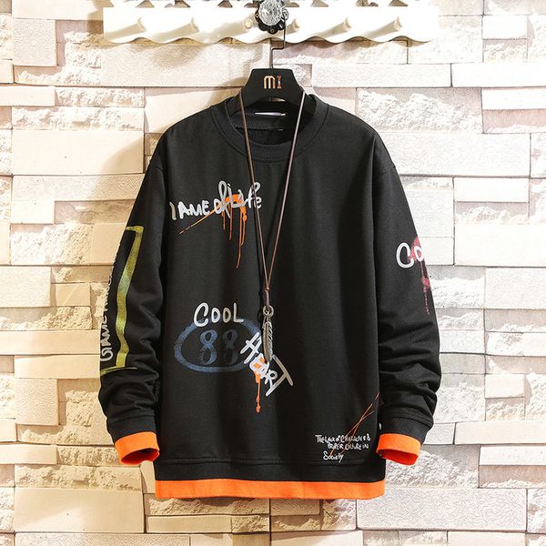 

japan casual o-neck arrived black hoodie sweatshirt men's thick fleece style hip hop high streetwear clothing kg-786