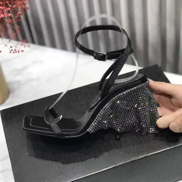 

sandals vallu2021 summer bright sequins decorative water platform flat bottom home outdoor wild white-collar beauty, Black