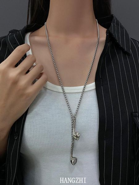 

chains hangzhi 2021 retro cold style earphone hip-hop necklace hipster street dark niche design, Silver