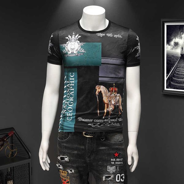 

short sleeve t shirt men summer o-neck tees casual funny t shirts breathable luxury men clothes m-7xl 210527, White;black