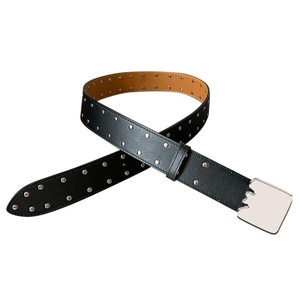 

belts spanish gujialow 2022 sail pure cowhide belt, rivet punk style, jeans with box dust belt, Black;brown