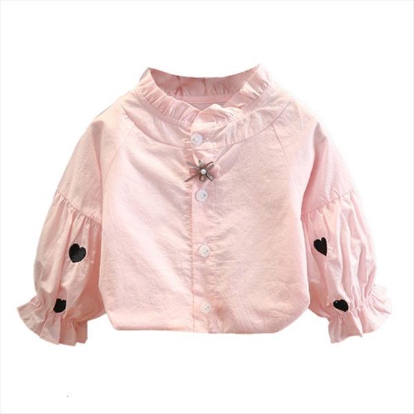 

autumn kids baby long sleeve blouse solid color lace doll collar cotton shirts for girls childrens clothes, White;black