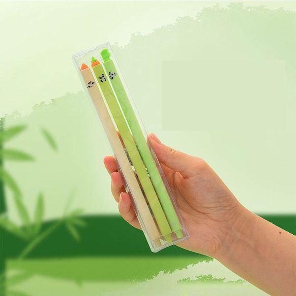 

gel pens 15 pack/lot cartoon bamboo panda pen cute 0.5 mm black ink signature school office writing supplies promotional gift