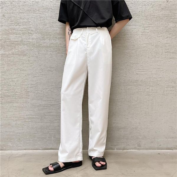 

men's suits & blazers autumn black/white suit pants fashion business society mens dress korean loose casual straight trousers men m-2xl, White;black