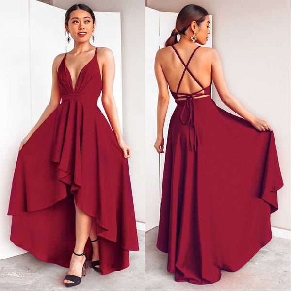 

luxury party evening dress v-neck suspender long skirt, White;pink