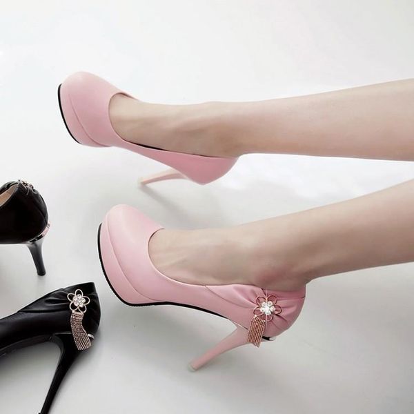 

dress shoes big size ladies high heels women woman pumps high-heeled women's with shallow waterproof platform, Black