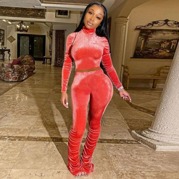 

women's 2-piece set, crew neck pleated trousers, suit, 2021 2fgb, Gray