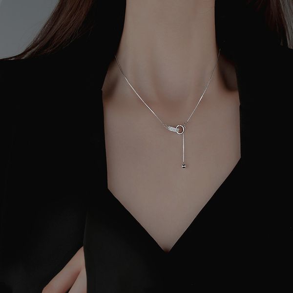 

boutique jewelry for women light wind circle necklace luxury niche design sense of delicate collarbone new chain, Silver