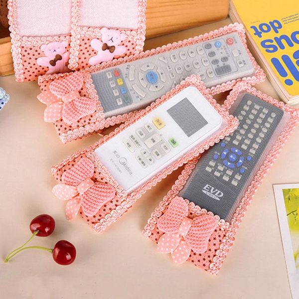 

storage bags bear cloth lace tv air conditioner remote control cover with bow bag