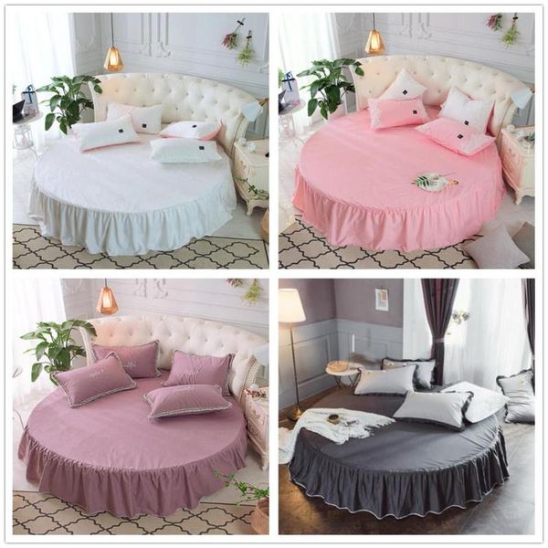 

100% pure cotton round bed skirt sheet round shape european style solid color bedspread for diameter 200cm 220cm