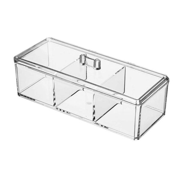 

storage bottles & jars 1 pc acrylic transparency food box stackable 3 grids tea bag organizer kitchen sorting container with cover