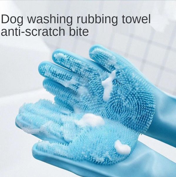 

dog grooming pet cleaning gloves cat bathing shampoo glove scrubber magic dishwashing cleanner sponge silicon hair removal
