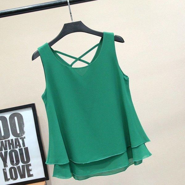 

plus size t-shirt moyisu women chiffon blouses l-6xl 2021 summer sleeveless loose shirts blusa de talla grande