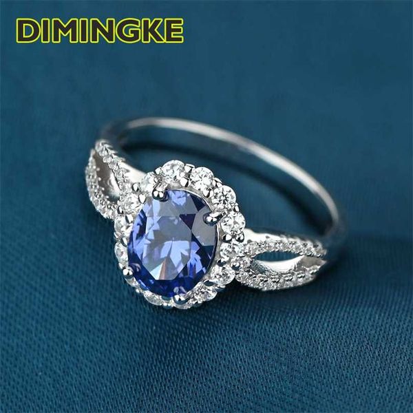 

dimingke vintage 5*7mm natural sapphire ring 100% s925 silver women party anniversary jewelry 211217, Slivery;golden