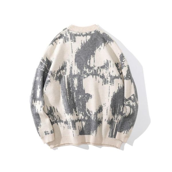 

men's sweaters pullover streetwear sweater 2021 winter loose letter embroidery long sleeve o-neck lazy wind casual men, White;black