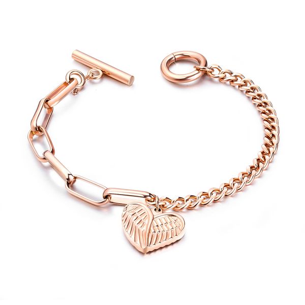 

2021 korean product temperament versatile hand ornament plated rose gold love women's bracelet fashion titanium steel jewelry, Golden;silver