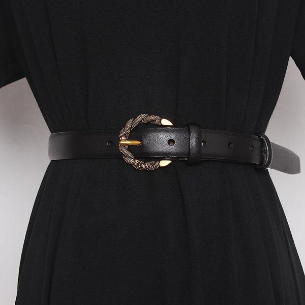 

belts women's runway fashion genuine leather cummerbunds female vintage dress corsets waistband decoration wide belt r3345, Black;brown