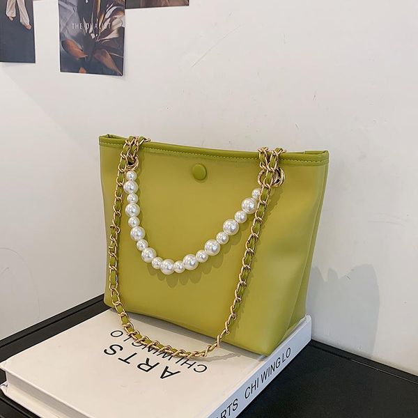 

evening bags summer large capacity bucket for women 2021 pu leather female beading handbags designer shoulder bag sac femme