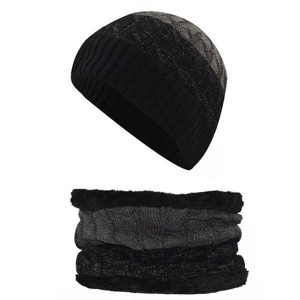 

beanies stitching hood[hat+bib] suit hat outdoor men and women korean winter plus fluffy knit