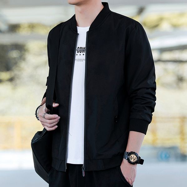 

spring 2021 new young autumn and winter jacket men's casual fashion popular handsome versatile top, Black;brown