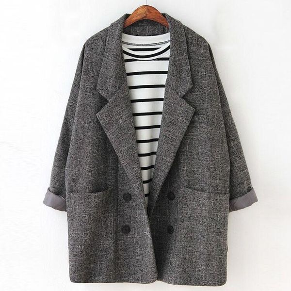 

women's suits & blazers business female gray blazer jacket office lady oversized coats long sleeve casual solid tailored coat women fy, White;black