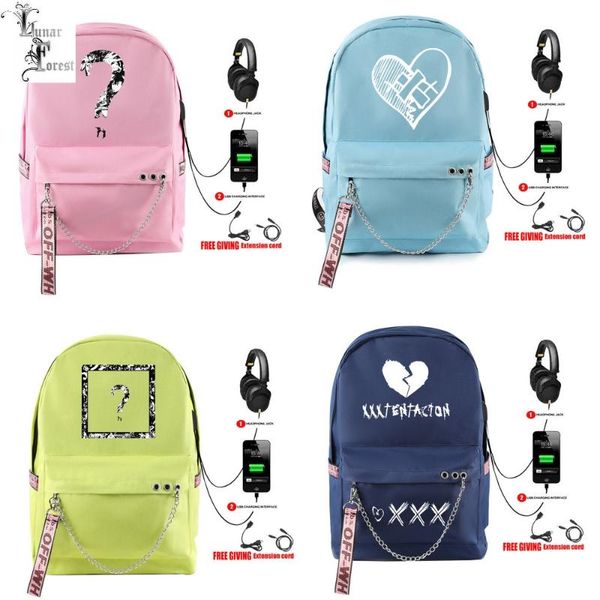 

backpack xxxtentacion printing school bags stretch buckle canvas lopbackpacks with usb charging port functional bb02