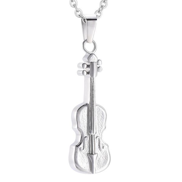

pendant necklaces ijd7127 engravable 360l stainless steel guitar shape urn necklace cremation jewelry ashes keepsake memorial, Silver
