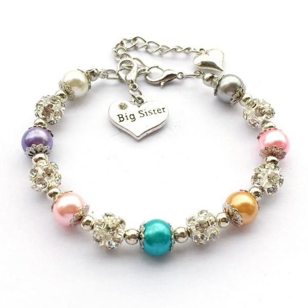 

charm bracelets big sister bracelet jewelry gift for sisters handcrafted glass pearls bead, Golden;silver
