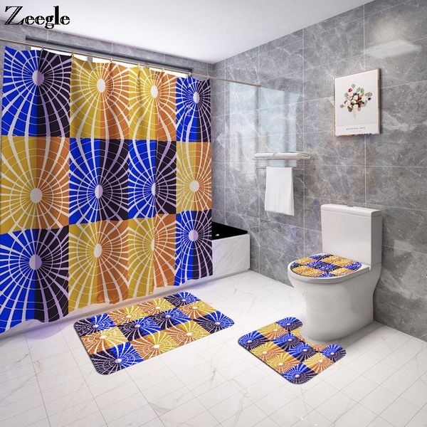 

bath mats home decor printed mat and shower curtain set abstract geometry washable memory foam toilet u-shaped rug