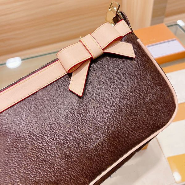 

mini bow women double shoulder straps bag classic presbyopia cross body bags zipper lady handbag wallet fashion style