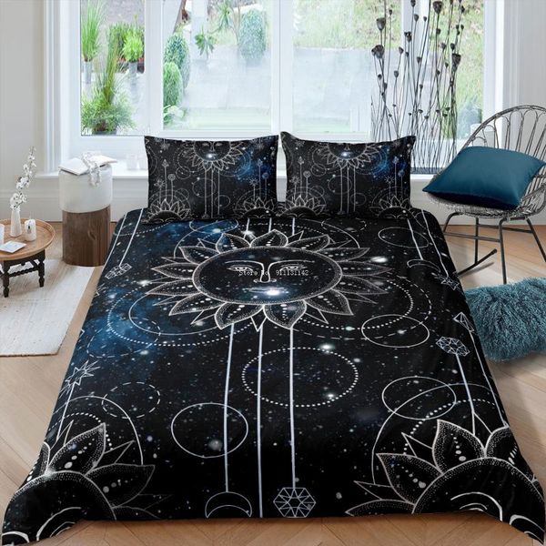 

bedding sets bohemian style sun moon flower printed set deluxe  king large size 2/3 pillowcase quilts