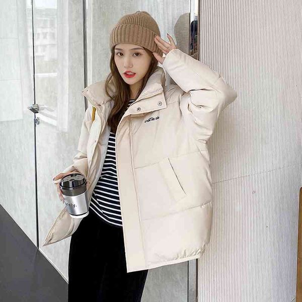 

2021 winter korean fashion loose bread suit small short student cotton coat fashionable down female, Black