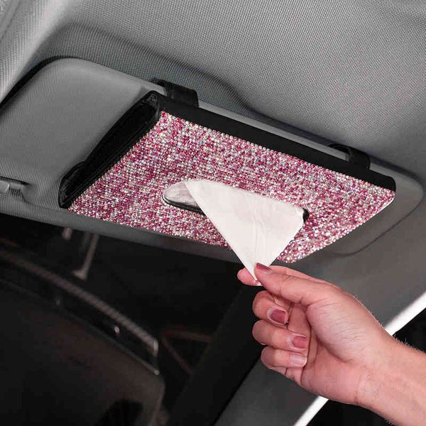 

diamond towel set car sun visor tissue box holder crystal rhinestone auto interior storage decoration accessories