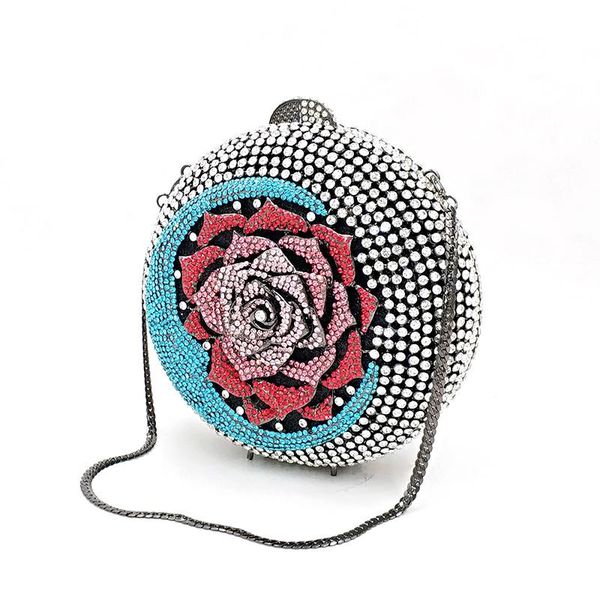 

evening bags est women party handbag diamonds luxury clutches bridal wedding elegant flower rose moon crystal purses