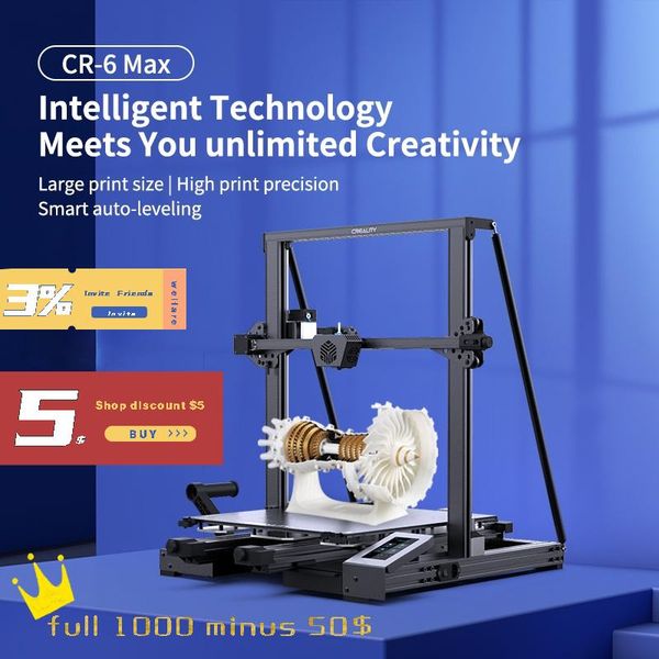 

printers creality 3printer cr-6 max dual y axis silent board auto leveling hd touch lcd large printing size 400*400*400mm
